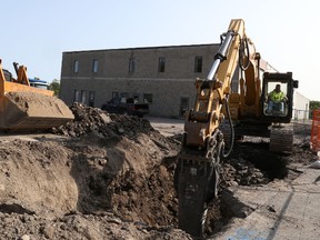 Jason Miller/The Intelligencer
It is estimated to cost the city about $3.7 million to renovate the Wallbridge Crescent building pictured here. Crews were out working at the site Friday.
