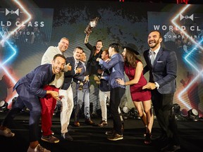 Kaitlyn Stewart from Canada, who won the title of 'World's Best Bartender' at the final of the World Class Bartender of the Year competition in Mexico City on Thursday, Aug. 24, 2017. (Rob Lawson / World Class via AP Images)