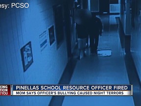 Video footage Deputy Ural Darling at the school with the autistic 13-year-old boy, he was accused of taunting. (ABC Action News YouTube video screenshot)