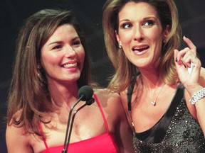 Shania Twain (L) and Celine Dion are seen together in this 2005 file photo. (MARK O'NEILL/Postmedia Network File Photo)
