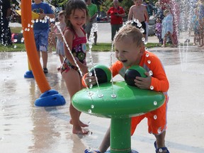 BRUCE BELL/THE INTELLIGENCER
Nobody had more fun at the grand opening of the Picton Splash Pad at the fairgrounds on Saturday morning than four-year-old Griffin Conder of Bloomfield.
