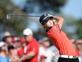 South Korea’s Sung Hyun Park watches her drive during final round action at the 2017 Canadian Pacific Women’s Open in Ottawa on Sunday, Aug. 27, 2017. (THE CANADIAN PRESS/Adrian Wyld)