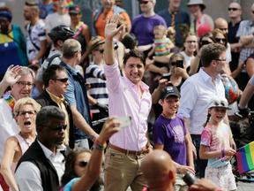 Prime Minister Justin Trudeau marches in the Ottawa Capital Pride parade.