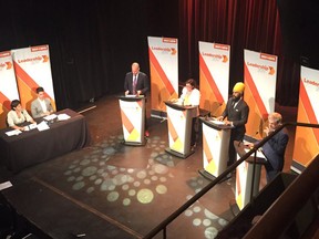 NDP leadership candidates participate in the French-language debate at Club Soda in Montreal on August 27, 2017. (Twitter/NDP Concordia)