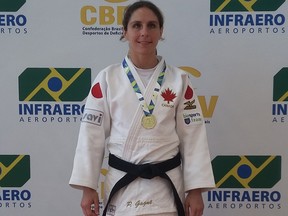 Priscilla Gagne, a graduate of St. Patrick's Catholic High School in Sarnia, is shown with her medal after winning gold on the weekend at the Para-Panamerican Judo Championships in Sao Paulo, Brazil. (Handout)