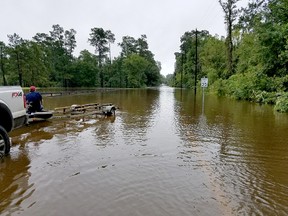 Flooding is shown in Lumberton, Texas in the wake of Hurricane Harvey. (Kyle Parry/Special to The Daily News)