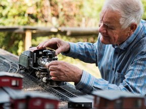 Taylor Bertelink/The Intelligencer
David Pershick has been collecting and building his own model train station in his backyard for several years. “The tracks require a lot of maintenance, but I just enjoy working on them. It keeps me busy and it’s something for me to do in my retirement,” he said.