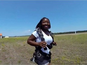 Betiana Namambwe Mubili, who had an unspecified problem with her parachute, landed in a field off Black Bay Road near the Pembroke Airport, about 150 kilometres northwest of Ottawa.