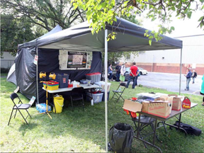 Overdose Prevention Ottawa has created a makeshift supervised injection tent in Raphael Brunet Park. (Jean Levac, Postmedia)