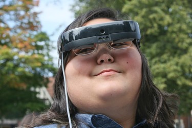 Cheyenne Field, a legally blind 17-year-old from Toronto can now see thanks to eSight on Tuesday August 29, 2017.The  new electronic glasses enable the legally blind to actually see. Fields wore them for the first time at Casa Loma in Toronto. Veronica Henri/Toronto Sun/Postmedia Network
