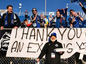 FC Edmonton owner Tom Fath, shown here with Eddies fans at the end of the 2014 season, faces team travel costs that exceed the team's gate for the entire season. (Ian Kucerak)