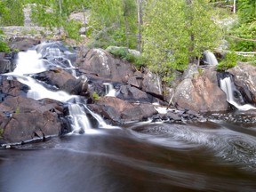 Water spills over a series of ledges at a site along Pumphouse Creek called The Ladders. (Jim Moodie/Sudbury Star)