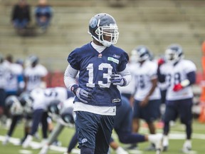 Toronto Argonauts' Kevin Elliott during training camp at York University Stadium in Toronto on June 1, 2015. (Ernest Doroszuk/Toronto Sun/Postmedia Network)