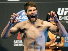 Mitch Clarke shows his claws during the weigh-in for UFC 161 at MTS Centre on June 14, 2013 in Winnipeg. (Kevin King/Postmedia)