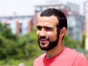 Former Guantanamo Bay prisoner Omar Khadr, 30, is seen in Mississauga, Ont., on Thursday, July 6, 2017. Lawyers for former Guantanamo Bay detainee Omar Khadr are to appear in an Edmonton court today seeking to ease his bail restrictions and grant him unsupervised visits with his sister. THE CANADIAN PRESS/Colin Perkel