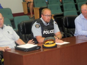 Local RCMP presents a performance plan to Whitecourt Town Council on Aug. 21 (Jeremy Appell | Whitecourt Star).