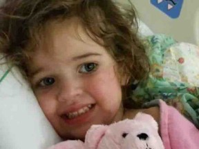 Submitted photo: Two-year old Olivia Formosa has a cancerous brain tumour. Wallaceburg has helped her family with financial fundraisers, as well as sending positive energy to the family.