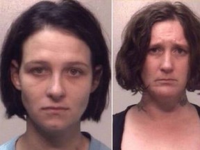 Wannabe tattoo artist Brenda Gaddy (left) and mother Emma Nolan, 35, were charged with tattooing the body of a person under age 18.