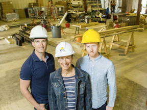 From left, RockGarden Medicinals principals, Wynand Stassen, Deborah Hanscom, and Andrew Rock are photographed inside their manufacturing facility currently under construction in Carleton Place Wednesday, May 31, 2017. (Darren Brown/Postmedia)