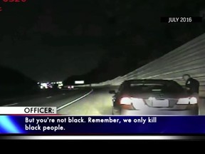 Cobb County police Lt. Greg Abbott is seen in dashcam footage obtained by WSB-TV during a July 2016 traffic stop. (WSB-TV via AP)