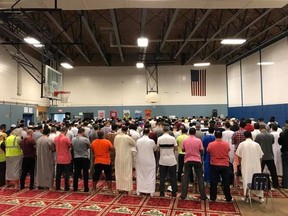 Boston-area Masjid Al Rahma mosque holds prayers at Beachmont Elementary School in Revere, Massachusetts on June 23, 2017. (Facebook/Masjid Al Rahma)