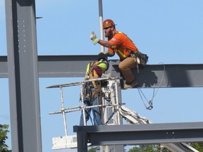 Paul Morden/Sarnia Observer/Postmedia Network
Steel is shown going up Friday Sept. 1, 2017 at a new Tepperman's Furniture store on London Road in Sarnia, Ont. The new store is expected to be completed in the spring, and is one of several construction and industrial maintenance projects underway or planned for Sarnia-Lambton. Industry officials in the community say they have systems in place to ensure builders have access to the workers they need.