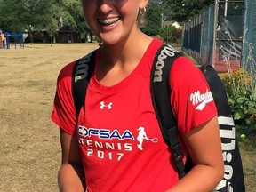 Ashley Gregoris, 15, defended her ladies' singles title at the Sarnia Tennis Club's year-end open championship tournament recently. Handout/The Observer