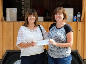 SUBMITTED PHOTO
Linda Downey (left) and Louise McFaul (right), Market Ambassador presented a cheque worth $1,000 to Downey.