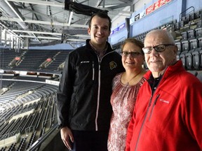Colin MacDonald, the Knights assistant G.M. has roots in the building with his mom Carol MacDonald and grandfather Ralph Paterson long time ushers in the facility in London, Ont. Photograph taken on Thursday August 31, 2017. (MIKE HENSEN, The London Free Press)