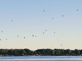 It was a perfect morning for a mass liftoff at the Gatineau Hot Air Balloon Fest Saturday. JASON DUPUIS / VIA TWITTER