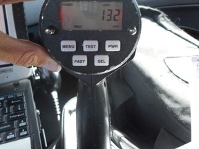 A Strathroy-Caradoc police officer clocked a vehicle travelling 132 km/h in a 50 km/h zone on Friday. (Submitted Photo)