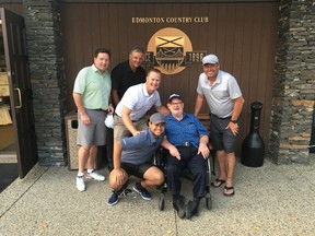 Alan Carter, Bill Howard, Lou Legault, Cam Tait, Kelly Hrudey. Caddie Nic Davis in front /// photo credit Nic Jobs