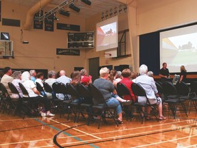 People patiently wait Aug. 28 at the Cultural-Recreational Centre for a screening CBC’S Still Standing episode on Vulcan to begin.
