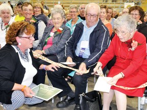 Jean Mitchell (right), 100 years young, officially opened the 163rd Mitchell Fall Fair last Friday, Sept. 1. ANDY BADER/MITCHELL ADVOCATE