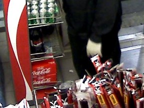Surveillance image released by York Regional Police of a suspect in a gas station theft.