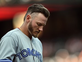 Toronto Blue Jays' Josh Donaldson walks off the field after being left on base against the Baltimore Orioles in the 10th inning on Sept. 3, 2017. (AP Photo/Gail Burton)