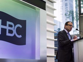 Jerry Storch, chief executive officer of the Hudson's Bay Co., addresses the company's shareholders during its annual general in Toronto on June 3, 2016. Storch says bringing the iconic department store brand to the Netherlands wasn't his original plan, but feedback from local shoppers suggested the country could use more Canadiana and a few of those Bay blankets. (THE CANADIAN PRESS/Christopher Katsarov)