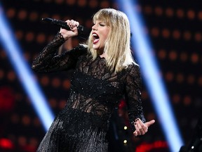 In this Feb. 4, 2017, file photo, Taylor Swift performs at the DIRECTV NOW Super Saturday Night Concert in Houston, Texas. Billboard announced Tuesday, Sept. 5, 2017, that Swift’s new single “Look What You Made Me Do” has topped its Hot 100 chart, unseating “Despacito” from the No. 1 spot after 16 weeks. Swift’s song denied the song by Luis Fonsi and Daddy Yankee from breaking a record set by Mariah Carey and Boyz II Men for the longest son atop the Hot 100 chart. (Photo by John Salangsang/Invision/AP, File)