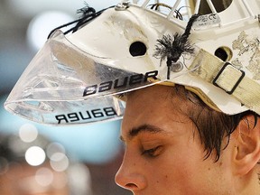 Guelph Storm netminder Anthony Popovich of Belleville. (OHL Images)