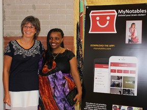 Local app creator Mary Beth Bezzina and Rwandan public health specialist Utuza Aimee Josephine launch MyNotables, a new app designed to organize hectic schedules and support not-for-profit organizations in Rwanda. (Rachel Bezzina\Special to Postmedia)