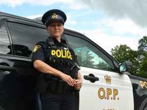 Const. Lauralee Brown has stepped in to fill the position of community safety/media relations officer for Perth County OPP. (Galen Simmons/The Beacon Herald)