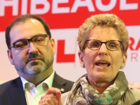 Ontario Premier Kathleen Wynne introduces Glenn Thibeault as the Sudbury Liberal candidate for the Sudbury byelection in 2015. (POSTMEDIA NETWORK PHOTO)