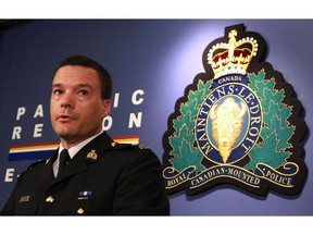 RCMP Insp. Tim Shields speaks during a news conference in Vancouver on July 5, 2010. A former RCMP employee who alleges she was sexual assaulted by a now-retired inspector in a locked washroom at their Vancouver workplace says she's been diagnosed with post-traumatic stress disorder. The complainant told provincial court today she was diagnosed with PTSD after she left her civilian job with the RCMP. (THE CANADIAN PRESS/Darryl Dyck)