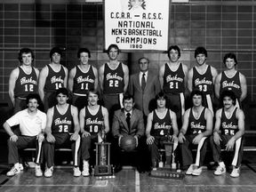 Fanshawe College's 1980 men's basketball team.
