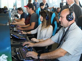 Lambton College's Rick Brown joins the opening games in the college's new Esports Arena. (Neil Bowen/Sarnia Observer)