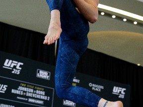 UFC fighter and #1 womens bantamweight contender Valentina Shevchenko holds an open workout at Rogers Place in Edmonton on September 7, 2017. She will fight UFC bantamweight champion Amanda Nunes in UFC 215 on Saturday September 9, 2017.