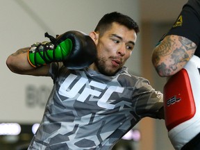 Mixed martial art fighter and #3 UFC mens' flyweight contender Ray Borg held an open workout at Rogers Place in Edmonton on September 7, 2017. He will fight mens' flyweight champion Demetrious Johnson in UFC 215 on Saturday September 9, 2017. Larry Wong/Postmedia