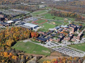 This October 2015 photo shows the campus of Rochester Institute of Technology in Rochester, N.Y. The western New York university has apologized after being criticized for a slide shown during a student orientation session that suggested masturbation as a deterrent to sexual assault. (Max Schulte/Democrat & Chronicle via AP)