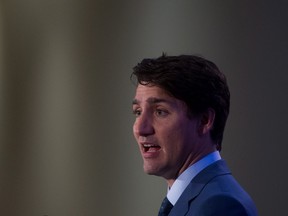 Prime Minister Justin Trudeau responds to questions during a news conference after a Liberal caucus retreat in Kelowna, B.C., on Thursday September 7, 2017. (THE CANADIAN PRESS/Darryl Dyck)