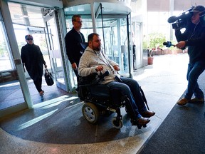 Witness Andrew Olivier arrives on the second day in the Election Act bribery trial in Sudbury, Ont., Friday, Sept. 8, 2017. Pat Sorbara, who was at the time the Ontario Liberal Party CEO, faces two charges and Lougheed, a local Liberal fundraiser, faces one charge. (THE CANADIAN PRESS/Sean Kilpatrick)